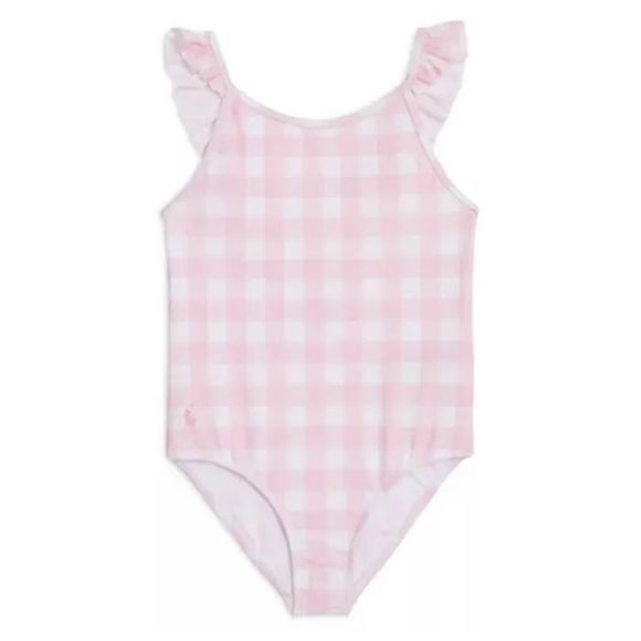 NWT Polo Ralph Lauren Girls' Gingham Check Swimsuit - Little Kid Pink $60 - Picture 1 of 2